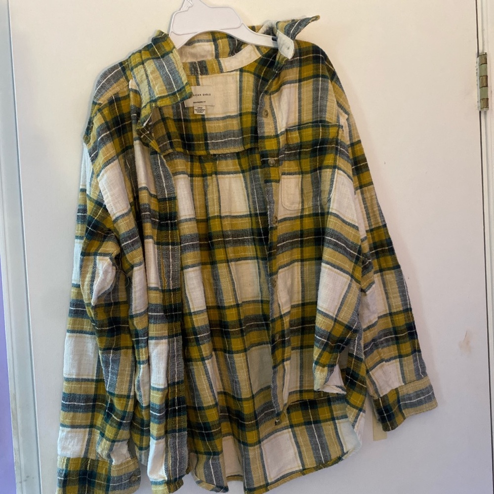 Yellow and teal flannel